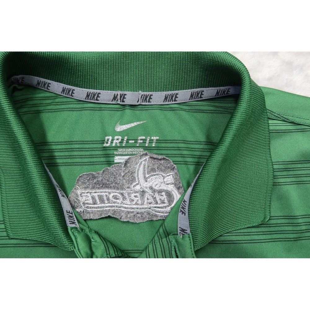 Nike Dri Fit Charlotte‎ 49ers Green Striped Mens Polo Shirt Golf Casual XL - Picture 4 of 9